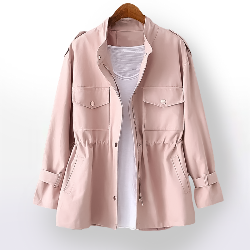 Chaqueta Militar Corta para Mujer – Cintura Ajustable