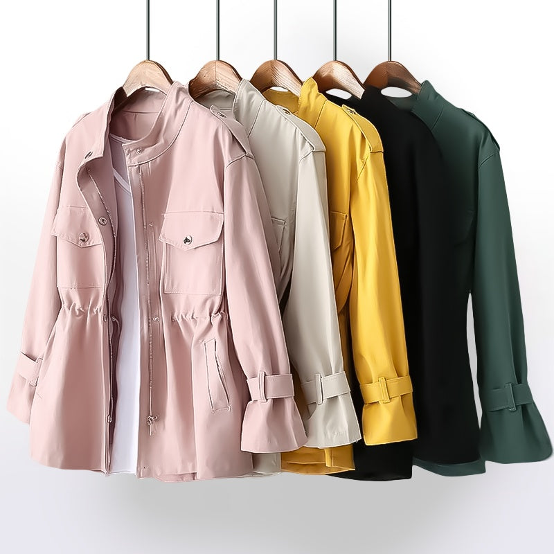 Chaqueta Militar Corta para Mujer – Cintura Ajustable