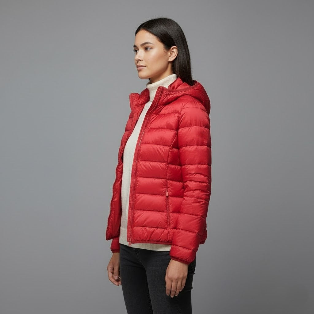 Chaqueta Puffer Acolchada para Mujer – Cuello Alto y Capucha