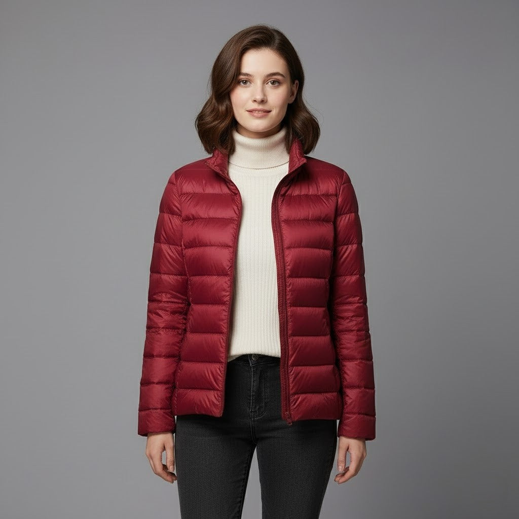 Chaqueta Puffer Acolchada para Mujer – Cuello Alto y Capucha
