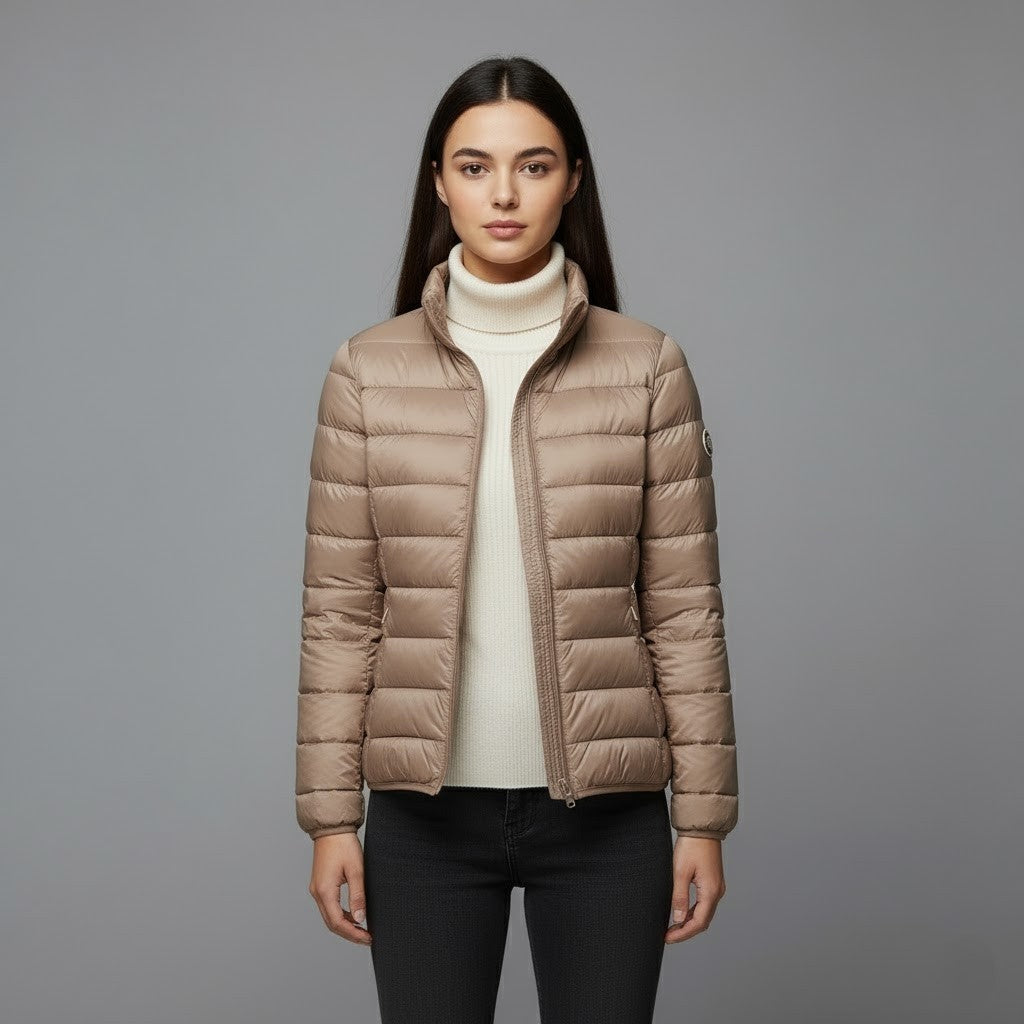 Chaqueta Puffer Acolchada para Mujer – Cuello Alto y Capucha