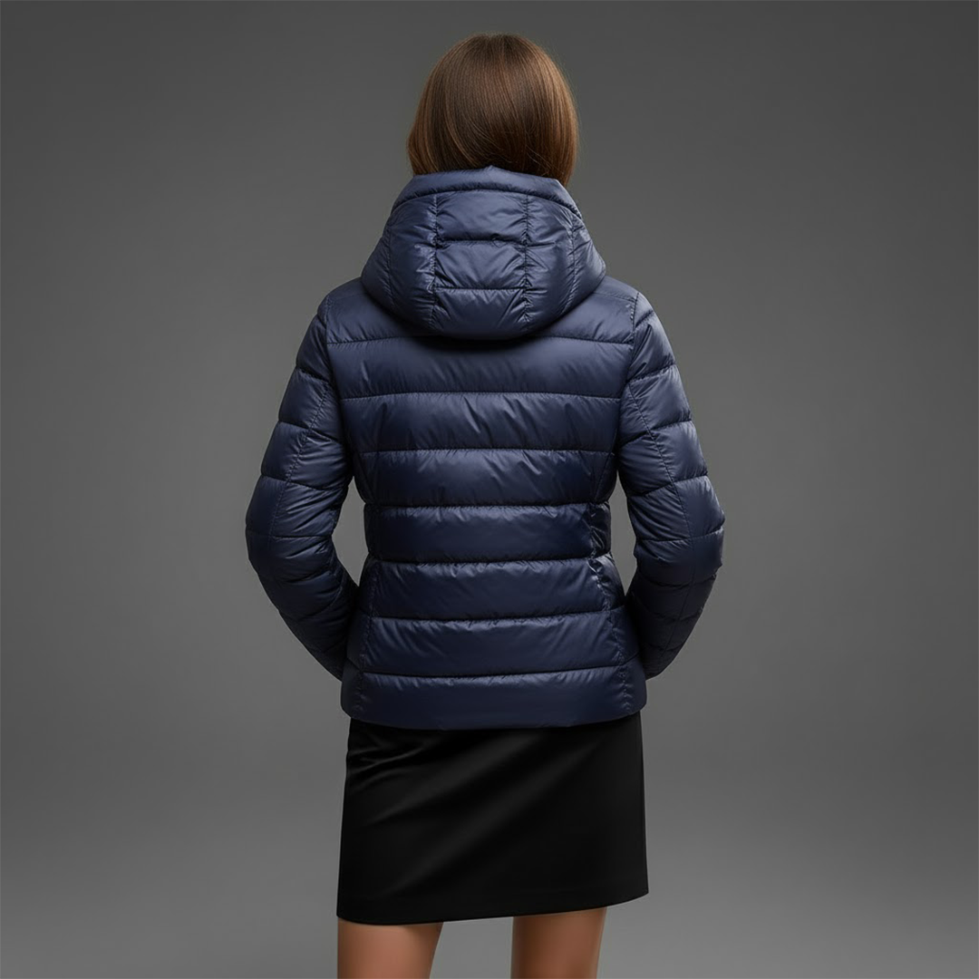 Chaqueta Puffer Acolchada para Mujer – Cuello Alto y Capucha