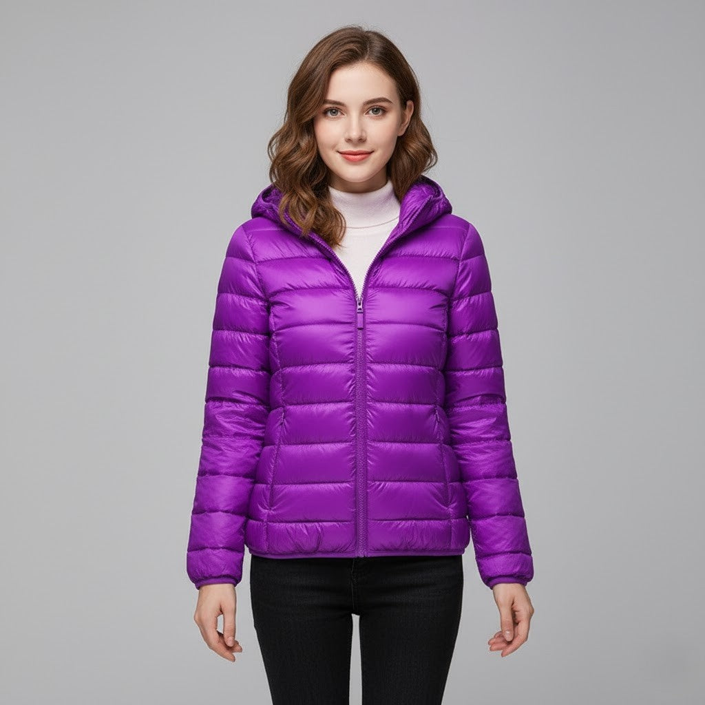 Chaqueta Puffer Acolchada para Mujer – Cuello Alto y Capucha