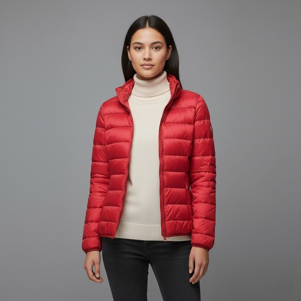 Chaqueta Puffer Acolchada para Mujer – Cuello Alto y Capucha