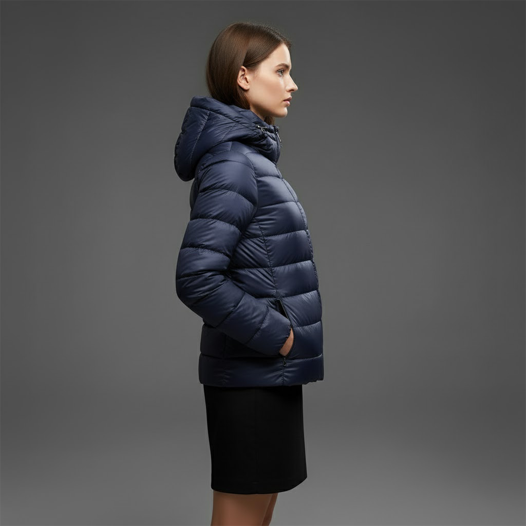 Chaqueta Puffer Acolchada para Mujer – Cuello Alto y Capucha