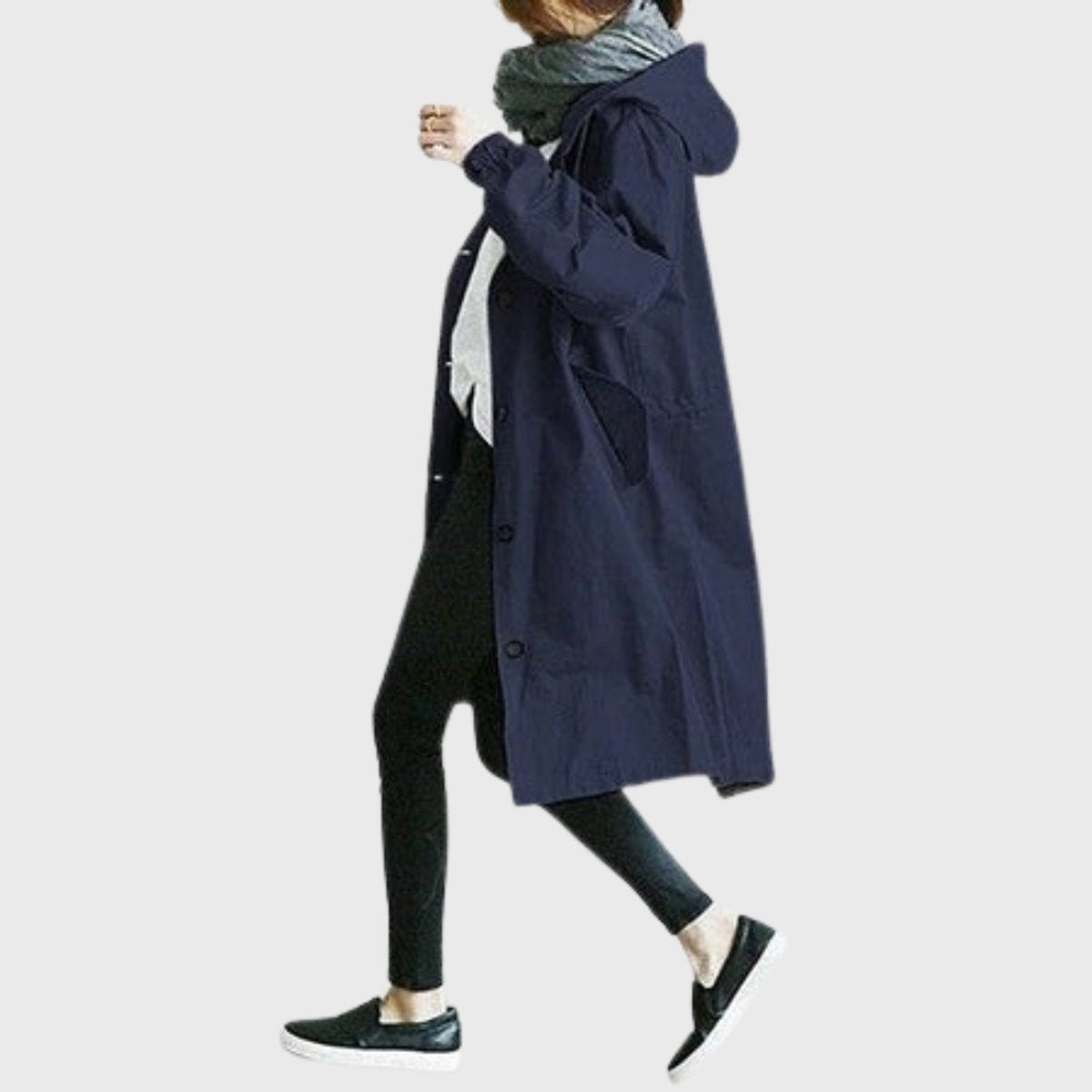 Parka Impermeable Larga para Mujer – Corte Amplio con Capucha