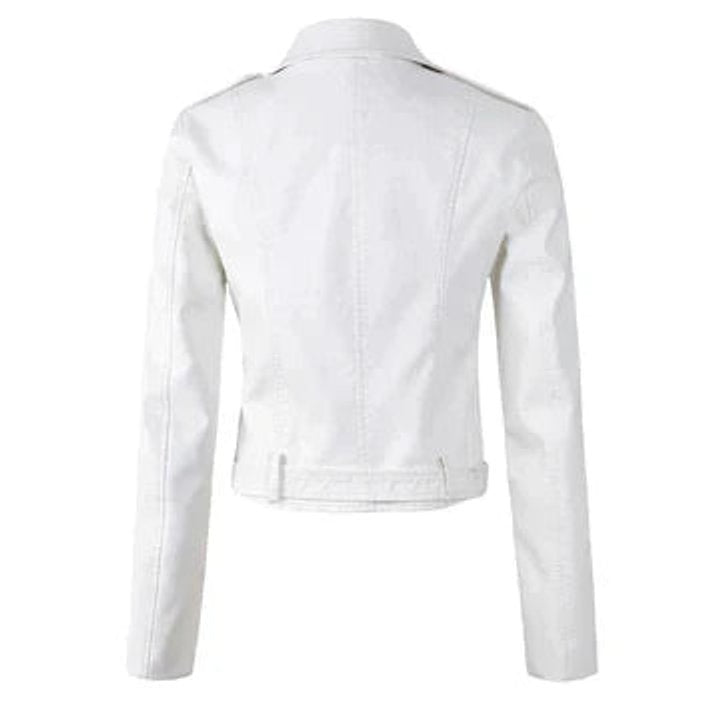Chaqueta Motera Corta de Polipiel para Mujer – Cremallera Asimétrica