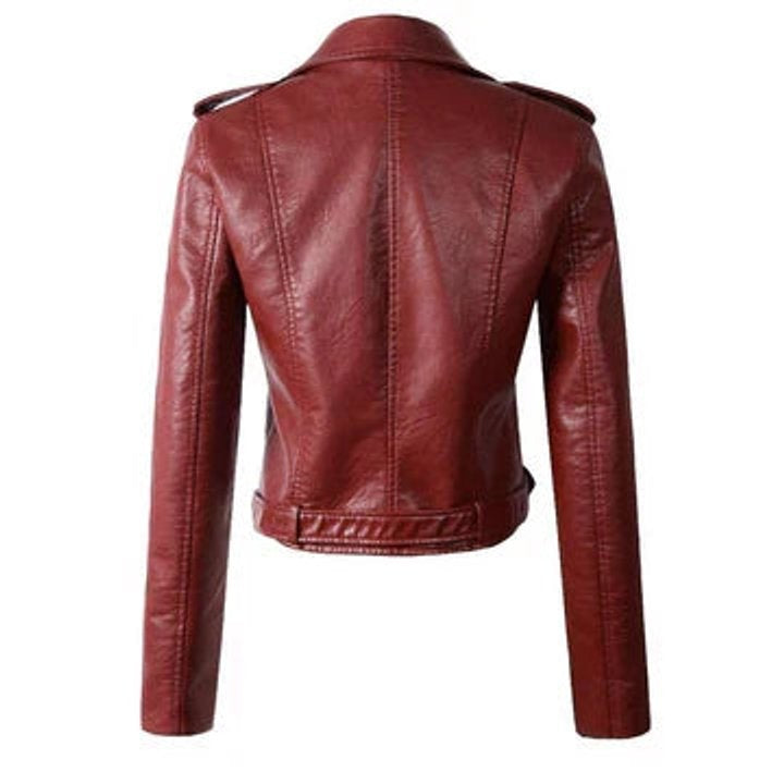 Chaqueta Motera Corta de Polipiel para Mujer – Cremallera Asimétrica
