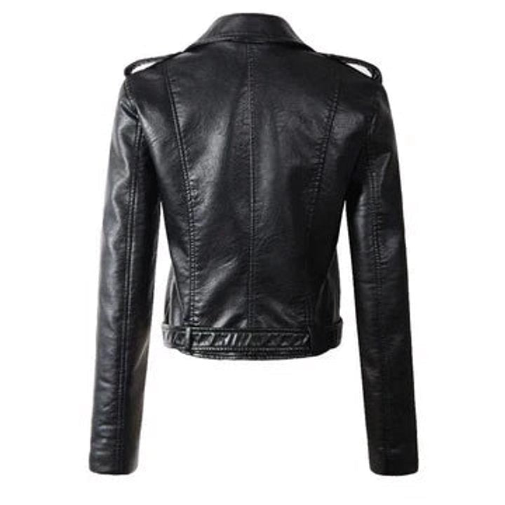 Chaqueta Motera Corta de Polipiel para Mujer – Cremallera Asimétrica