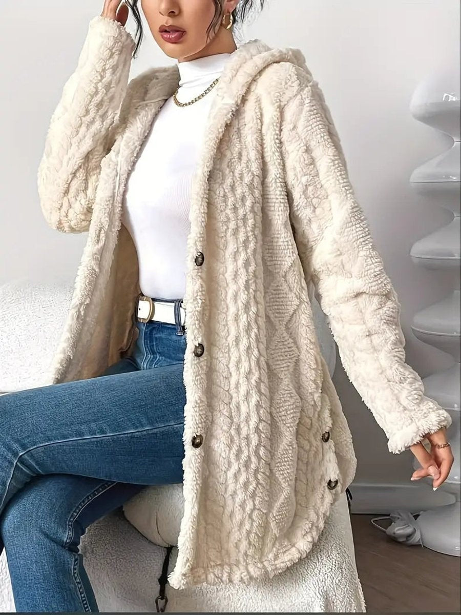 Forro Polar Oversize con Capucha para Mujer – Botones