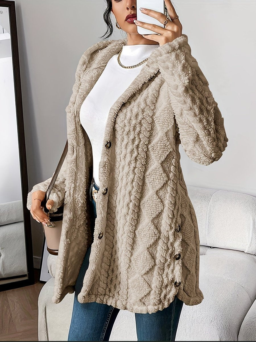 Forro Polar Oversize con Capucha para Mujer – Botones