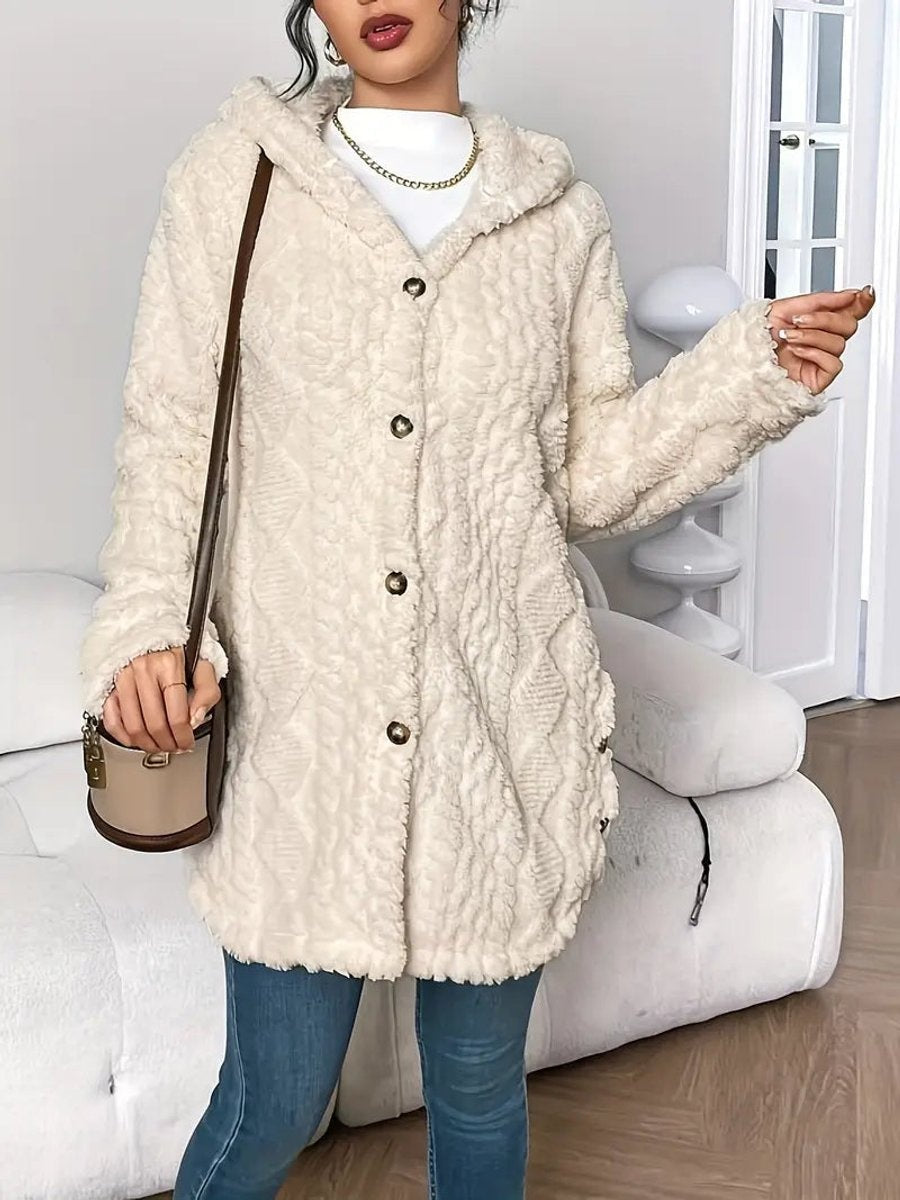 Forro Polar Oversize con Capucha para Mujer – Botones