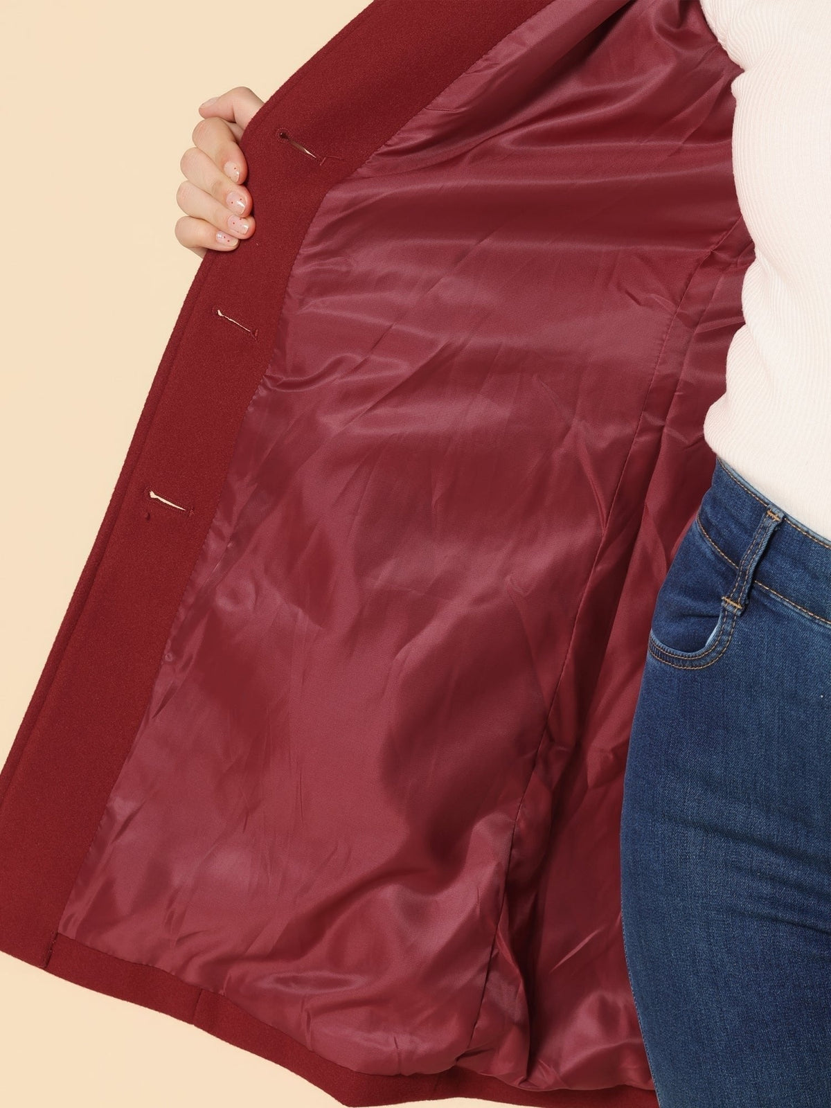 Abrigo Largo de Paño de Lana para Mujer – Cuello Solapa