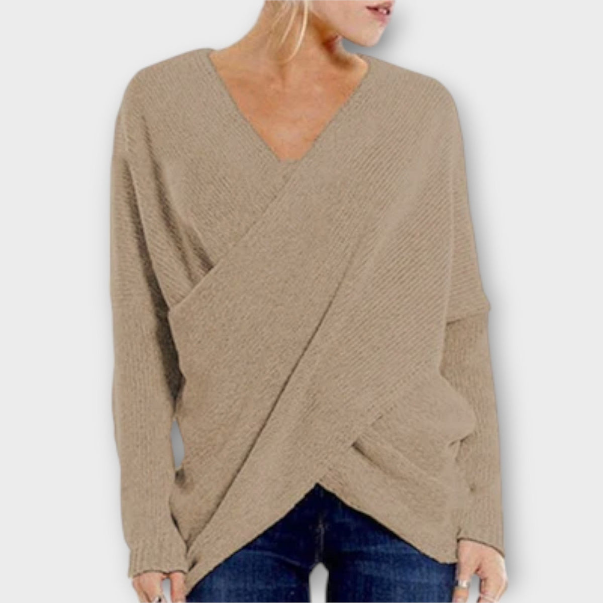 Jersey Cruzado con Escote en V para Mujer – Verde